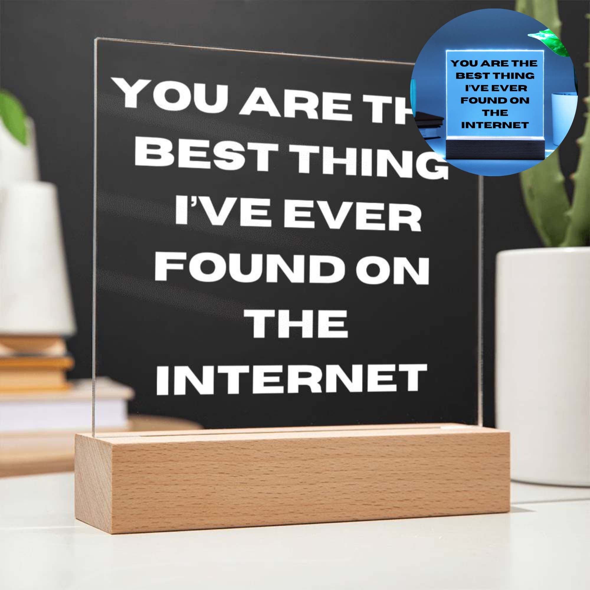 Holzschild Mit Spruch „You Are The Best Thing I've Found On The Internet“ – Schreibtischdekoration Für Zuhause Oder Büro