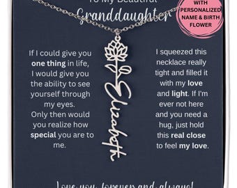 Special Granddaughter Gifts, Personalized Christmas Gift, Granddaughter Birth Month Name Necklace, Granddaughter Birthday Gift