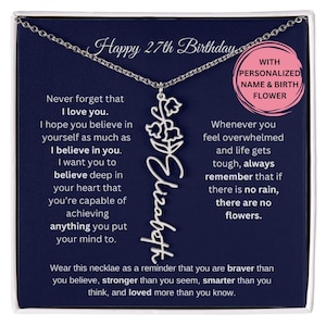 27th Birthday Gift Birth Month Flower Necklace, 27th Birthday Girl, 27 Year Old, 27 Year Old Girl Gift, 27th Birthday,Daughter Birthday Gift