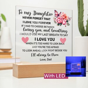 To My Daughter &quot;Lion&quot; Love Mom Acrylic Plaque, Presents for Daughters, Daughter Gift from Mom, Unique Gifts for Daughter from Mom, From Dad