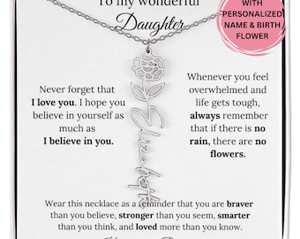 Daughter Birthday Necklace For 18th Birthday, Daughter Birthmonth Flower Necklace Gift From Mom Dad, Daughter Jewelry 18th Birthday Gift