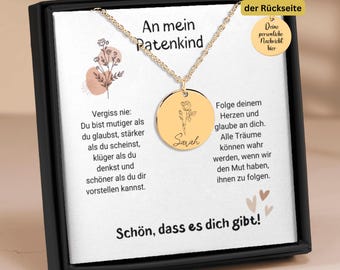 Geschenk An Mein Patenkind Von Patentante, Patenkind Konfirmation Kommunion, Geburtsblume Halskette Namenskette Mädchen