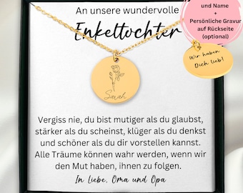 Enkeltochter Kette Von Oma Und Opa, Geschenk Für Enkeltochter Von Oma Und Opa, Halskette An Enkelin, Abschluss Geschenk Enkeltochter
