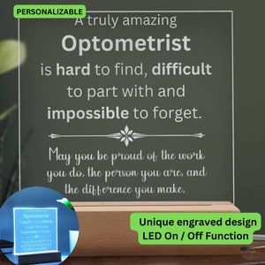 Optometrist Gift, Personalized Optometrist Engraved Plaque, Ophthalmic Tech Gifts, Eye Doctor Thank You Gift, A Truly Amazing Optometrist