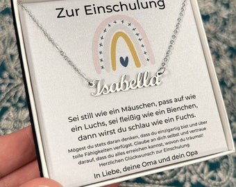 Geschenk Zur Einschulung Mächen Namenskette, Kette Zur Einschulung An Enkeltochter, Herzen Kette Zur Einschulung, Endlich Schulkind