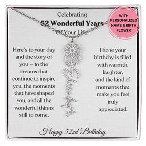 Geburtstagsgeschenk für Frau, personalisierter Schmuck mit Karte, elegantes Geschenk für sie, individuelles Geschenk für Mutter oder Freundin