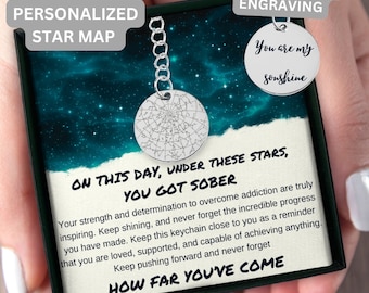 Personalized Sobriety Gift Star Map By Date, Recovery Gift, Addiction Recovery Anniversary Gift, Custom Sobriety Gift, Sobriety Milestone