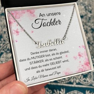 Namenskette Tochter, An unsere Tochter Schmuck Geschenk Von Eltern,Namenskette Vergoldet, Personalisierte Kette, Mama Tochter Kette