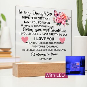 To My Daughter &quot;Lion&quot; Love Mom Acrylic Plaque, Presents for Daughters, Daughter Gift from Mom, Unique Gifts for Daughter from Mom, From Dad