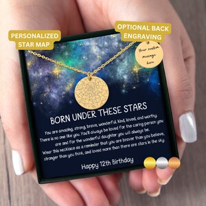 12th Birthday Gift With Custom Star Map And Date, Night You Were Born, Twelfth Birthday, 12th Birthday Necklace For Her, Daughter Bday 12