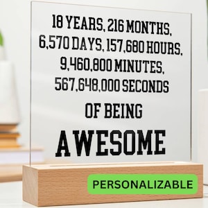 18. Geburtstagsgeschenk Kundenspezifische Acrylplakette, 18. Geburtstagsgeschenk für sie, sinnvolles Geschenk für 18.Geburtstag, personalisierte 18.Geburtstagsgeschenke