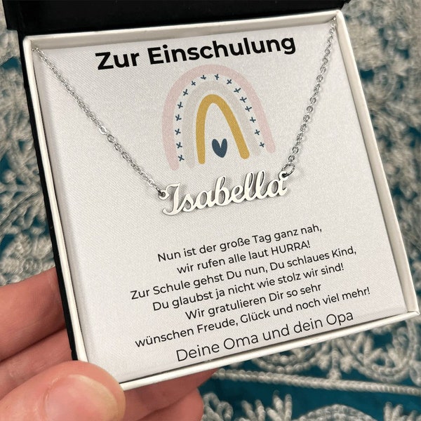 Geschenk Zur Einschulung Mächen Namenskette, Perfektes Geschenk Zur Einschulung, Personalisierte Namenskette, Herzen Kette Zur Einschulung