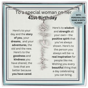 41st Birthday Gift Birthflower Necklace, Personalized 41st Birthmonth Flower, 41st Birthday Gift For Woman, 41st Birthday Jewelry For Her