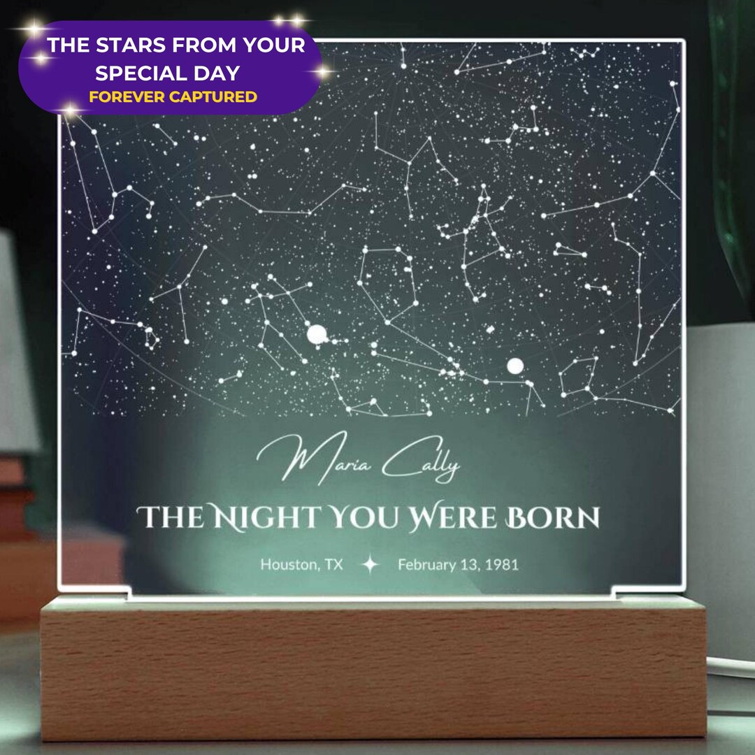 The Night You Were Born Star Map, Custom Date & Place Star Map Necklace ...
