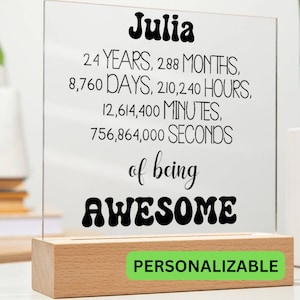 Happy 24th Birthday Gift Acrylic Plaque, 24th Birthday Gift For Her, 24th Birthday Keepsake, Thoughtful 24th Birthday Present, 24th Birthday