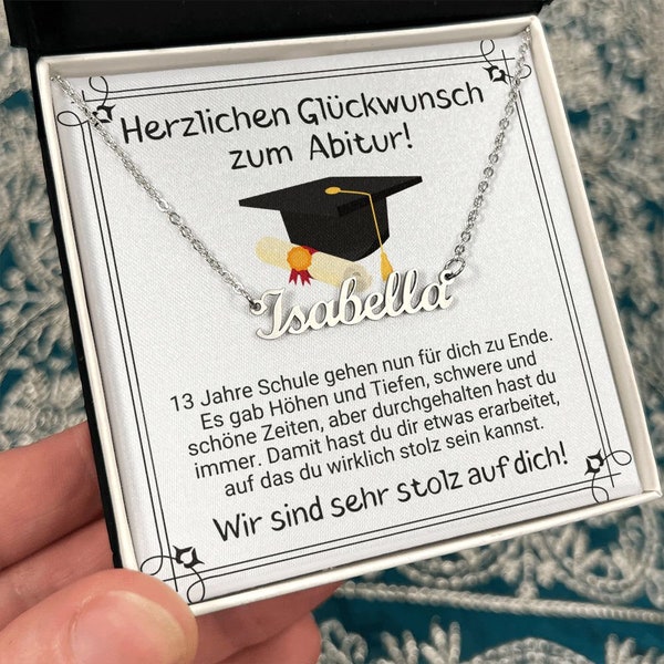 Abschluss Mächen Namenskette, Namenskette Abschluss Schule, Personalisiertes Geschenk Abschluss,Mittelschule Bestanden,Halskette Schmuck Abi