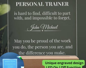 Personalized Personal Trainer LED Plaque, Engraved Acrylic Gym Coach Gift, Fitness Appreciation Gift, Christmas Birthday Custom Name Sign