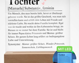 An Unsere Tochter Definition Platte Poster, Tochter Abitur Geschenk, Tochter Geschenk Zum 18. Geburtstag, Führerschein Bestanden