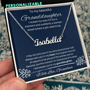 To My Granddaughter Personalized Name Necklace, Granddaughter Graduation, Grandaughter Christmas Gift, Name Necklace For Granddaughter