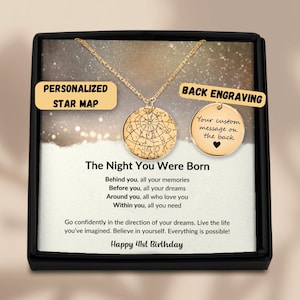 41st Birthday Gift Custom Star Map Necklace, Personalized 41st Birthday Gift For Daughter Granddaughter Niece Turning 41