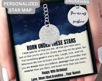 10th Birthday Custom Star Map Keychain, Son 10th Birthday, Meaningful Gift  Mom To Son 10th Birthday Gift For Him, Grandson 10th Birthday