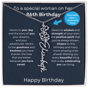 86th Birthday Gift Birthflower Necklace, Personalized 86th Birthmonth Flower, 86th Birhday Gift For Woman, 86th Birthday Jewelry For Her