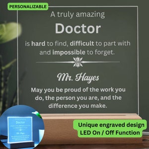 Regalo di apprezzamento per un medico, regalo di fine corso per un medico, nome personalizzato per la scrivania del medico, regalo per la pensione del medico, regalo per un medico, un medico davvero straordinario