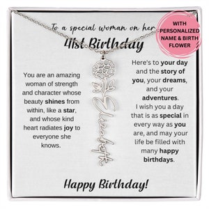 41st Birthday Gift Birthflower Necklace,  Personalized 41st  Flower Necklace, Jewelry Birthday 41 Years, Special Jewelry Gift Turning 41