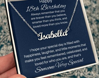 18th Birthday Gift Idea For Her, Personalized 18th Birthday Name Necklace, 18 Birthday Silver Name Necklace For Daughter Niece Granddaughter