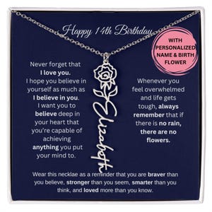 14th Birthday Gift Birth Month Flower Necklace, 14th Birthday Girl, 14 Year Old, 14 Year Old Girl Gift, 14th Birthday,Daughter Birthday Gift