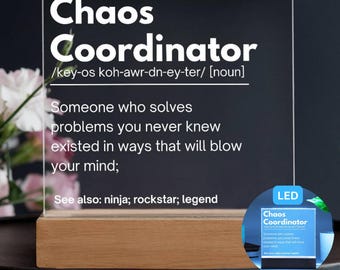 Wertschätzung Geschenke für die Arbeit, Chaos Koordinator Acryl Plakette, lustige Büro Schreibtisch Geschenke, Mentor Geschenke, Chaos Koordinator Weihnachtsgeschenk