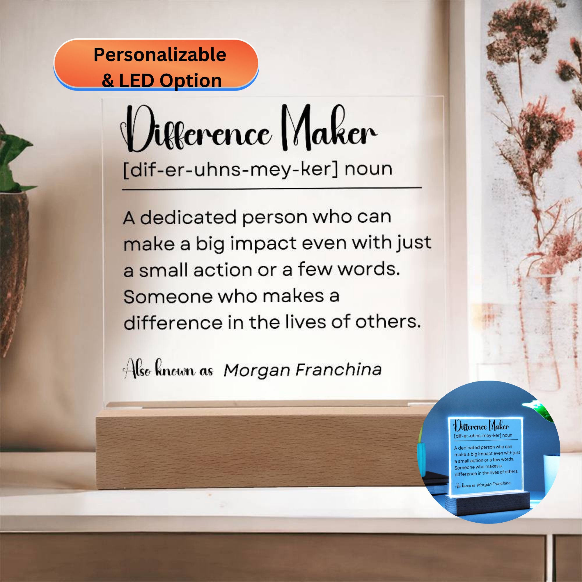 Personalized Difference Maker Sign, Difference Maker Acrylic Plaque ...