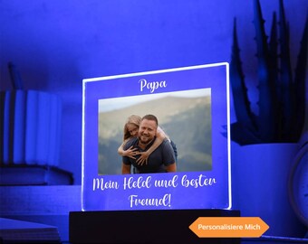 Personalisiertes Foto Bild LED Holz Stand Licht Lampe, Sohn An Vater, Geschenk von Kindern, Geschenk Vater, Sohn An Vater,Fotobild Für Vater