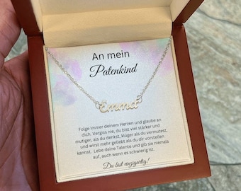 Geschenk An Patenkind Personalisierte Namenskette, Halskette Mit Namen Für Patenkind, Patenkind Kette Mit Namen Zur Einschulung Für Patenkin