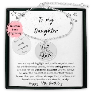 To My Daughter 12th Birthday Gift Personalized Bracelet, Custom 12th Birthday Bracelet, 12 Year Old Birthday Gift From Mom, Girl 12 Birthday