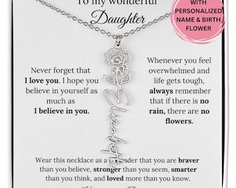 Daughter Birthday Necklace For 15th Birthday, Daughter Birthmonth Flower Necklace Gift From Mom Dad, Daughter Jewelry 15th Birthday Gift