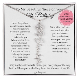 Personalisierte Nichte 18. Geburtstag Geschenk Geburt Blume Halskette, 18. Geburtstag Halskette für Sie, Nichte Geburtstag Schmuck, Geschenk für Nichte von Tante