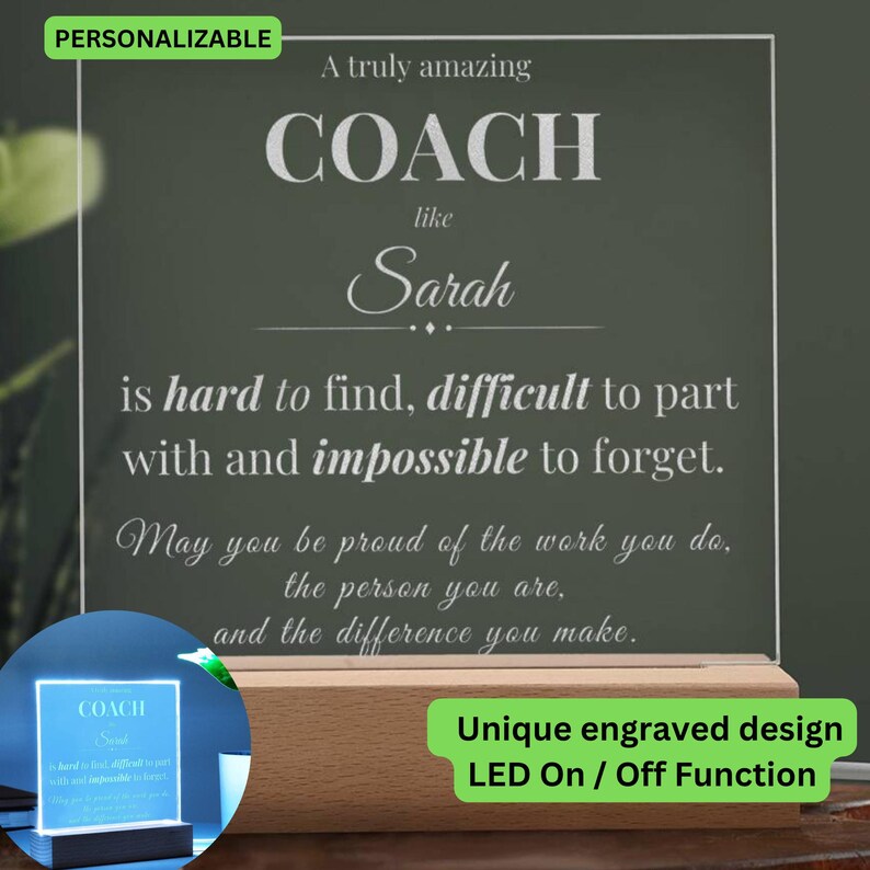 Cheer Coach Appreciation Gift, Custom Name Plaque, End of Season Award ...