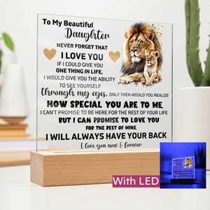 To My Daughter &quot;Lion&quot; Love Mom Acrylic Plaque, Presents for Daughters, Daughter Gift from Mom, Unique Gifts for Daughter from Mom, From Dad