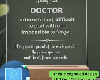 Doctor Engraved Acrylic Plaque, MD Doctor Appreciation Plaque, Doctors Day Appreciation, Medical Doctor, Physician Obgyn Gift