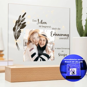 Geschenk Zur Trauer Personalisiert, Tröstende Sprüche Trauer, Wortlicht Trauer, Gedenklicht Mit Foto, Personalisiertes Trauergeschenk