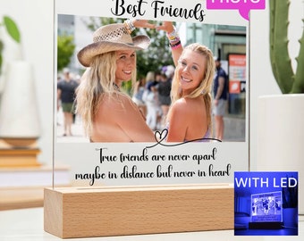 Besties Photo Gifts Plaque With Stand LED, Photo Keepsake, Photo Gift For Friend, BFF Gifts, Birthday Gift For Friend,Christmas Gift For BFF