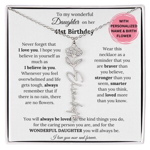 41st Birthday Gift For Her, Custom Birthmonth Flower Name Necklace 41st Birthday Necklace Gift For Daughter From Mom Parents, 41st Birthday