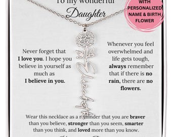 Collar de cumpleaños para hija por su 21 cumpleaños, collar de flores para el mes de nacimiento de la hija, regalo de mamá y papá, joyería para hija, regalo de cumpleaños número 21