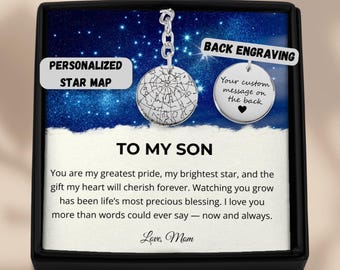 Proud Of You Gift For Son, To My Son Star Map Keychain, Personalized Gift With Message Card From Mom, Meaningful Achievement Keepsake
