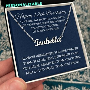 12th Birthday Gift for Her, 12th Custom Name Necklace, 12 Birthday Gift For Her, Personalized 12th Birthday Gift Box, 12th Granddaughter