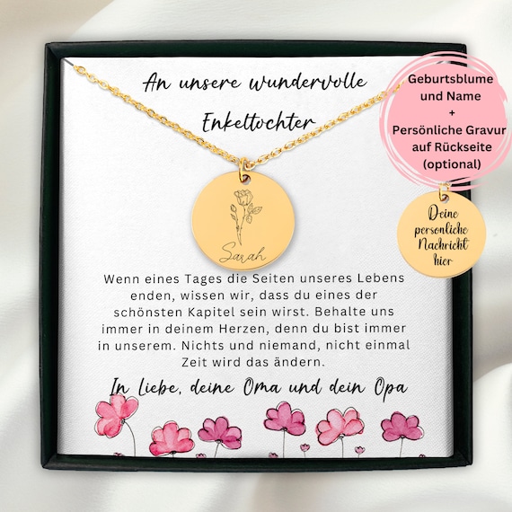 Personalisiertes Make-up Kompaktspiegel Geschenk Für Enkelin – Mit Gravur, Silber, 6,3 Cm Durchmesser