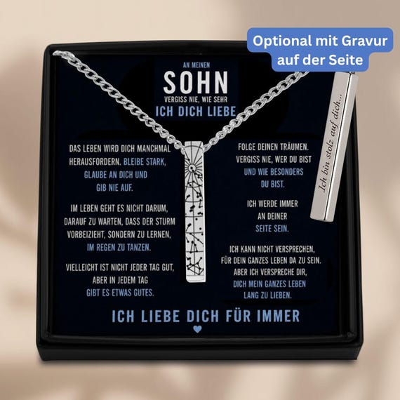 Geschenk Teenager Junge Sternenkarte Kette Herren Personalisierte Halskette mit Gravur Männer
