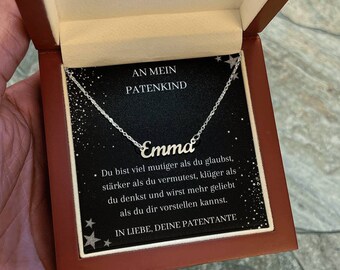 Geschenk An Patenkind Personalisierte Namenskette, Schmuck Patenkind, Persönliches Geschenk An Patenkind Von Patentante, An Mein Patenkind