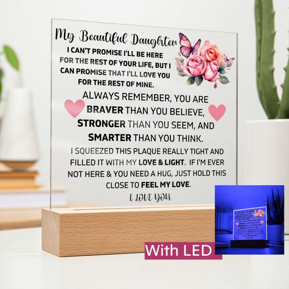 A mia figlia Acryl Plaque, regalo da mamma a figlia, regalo da padre a figlia, regalo di compleanno alla figlia dalla mamma, regali di Natale della figlia - Italia